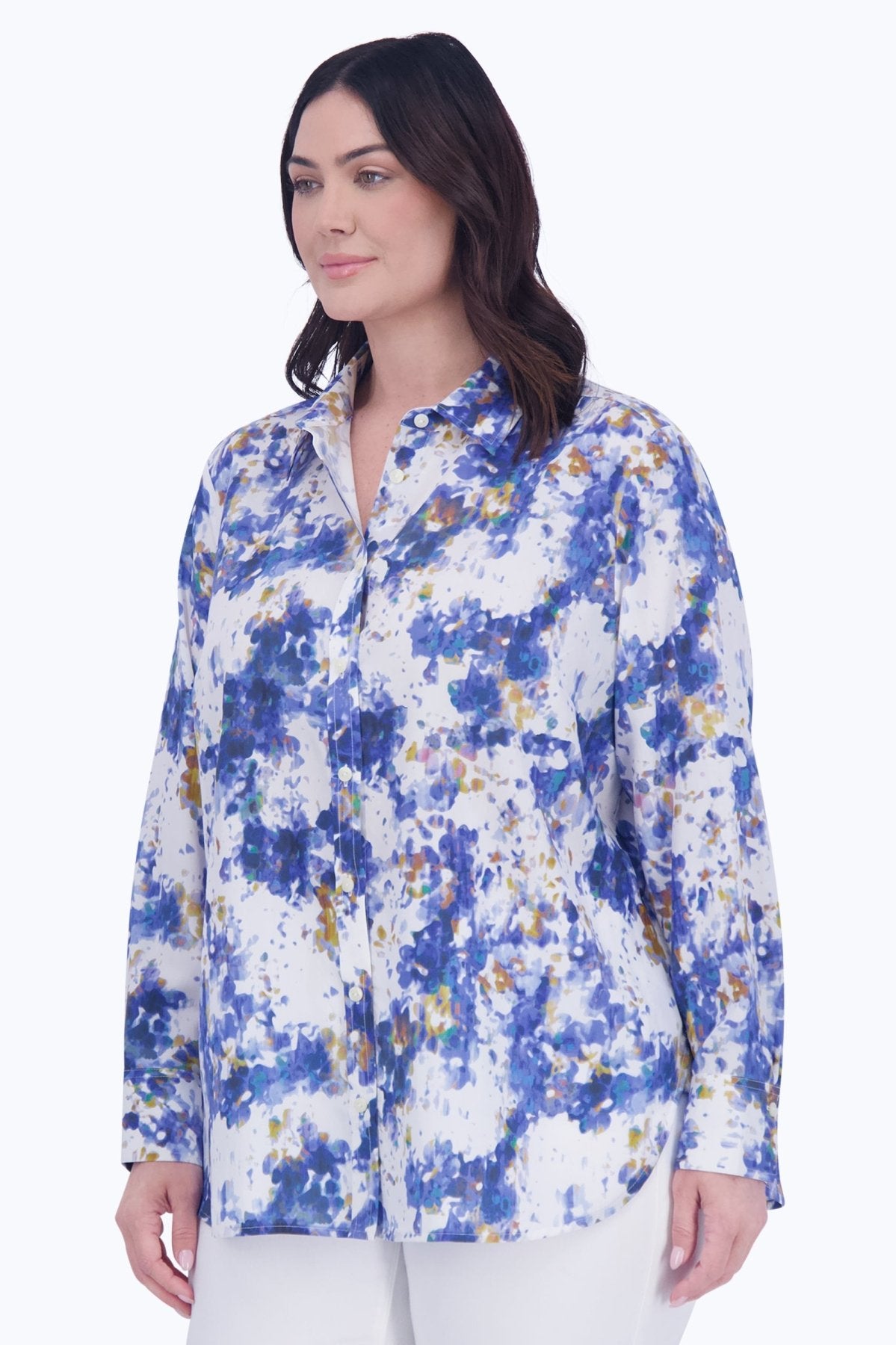 Meghan Plus No Iron Abstract Floral Shirt