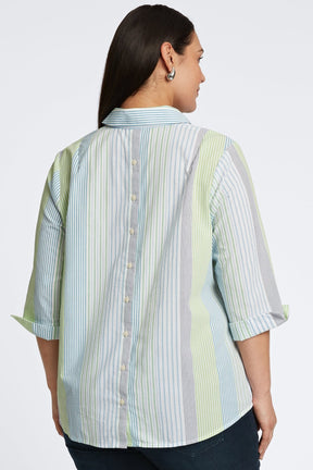 Therese Plus Seersucker Stripe Popover Shirt