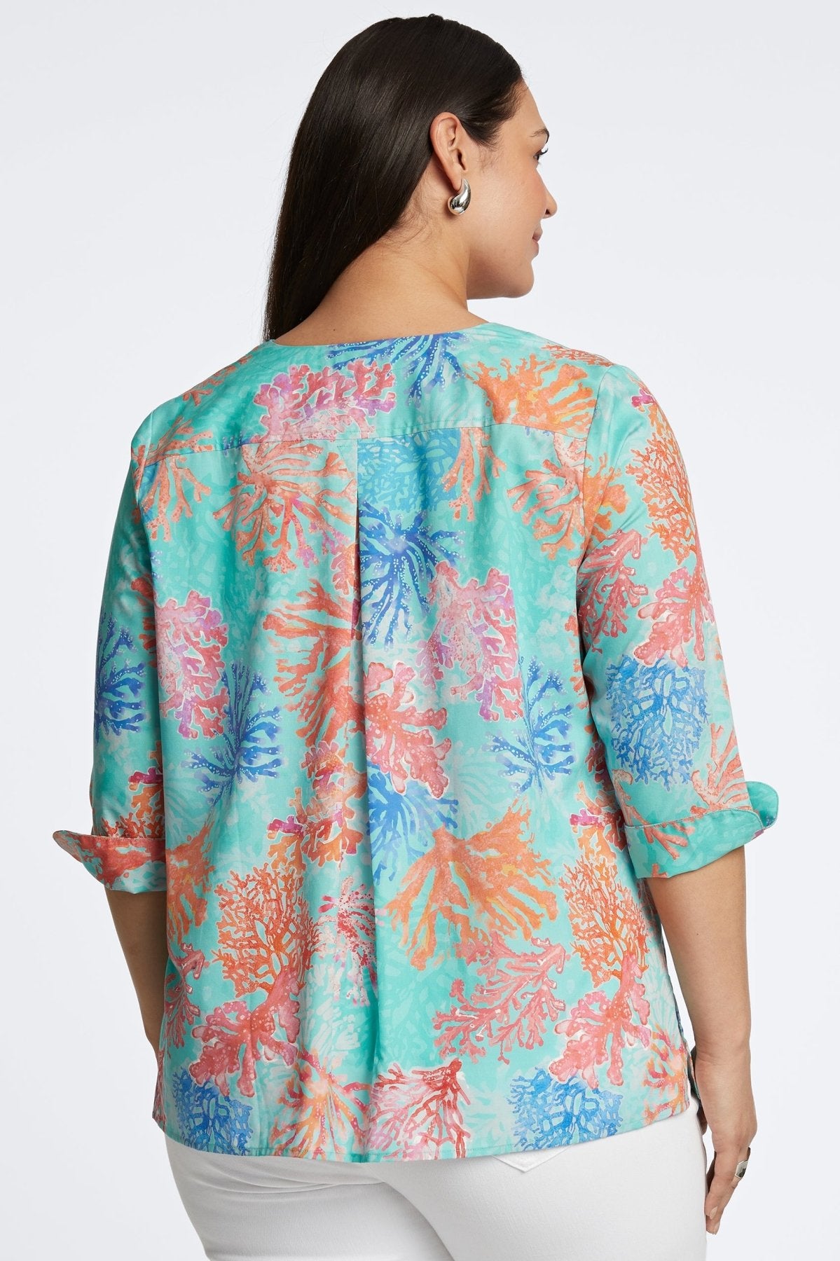 Vena Plus No Iron Sea Coral Popover Shirt