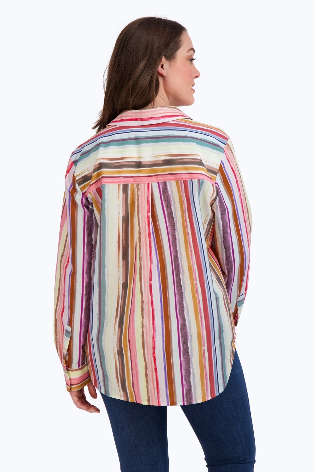 Boyfriend No Iron Watercolor Stripe Tunic