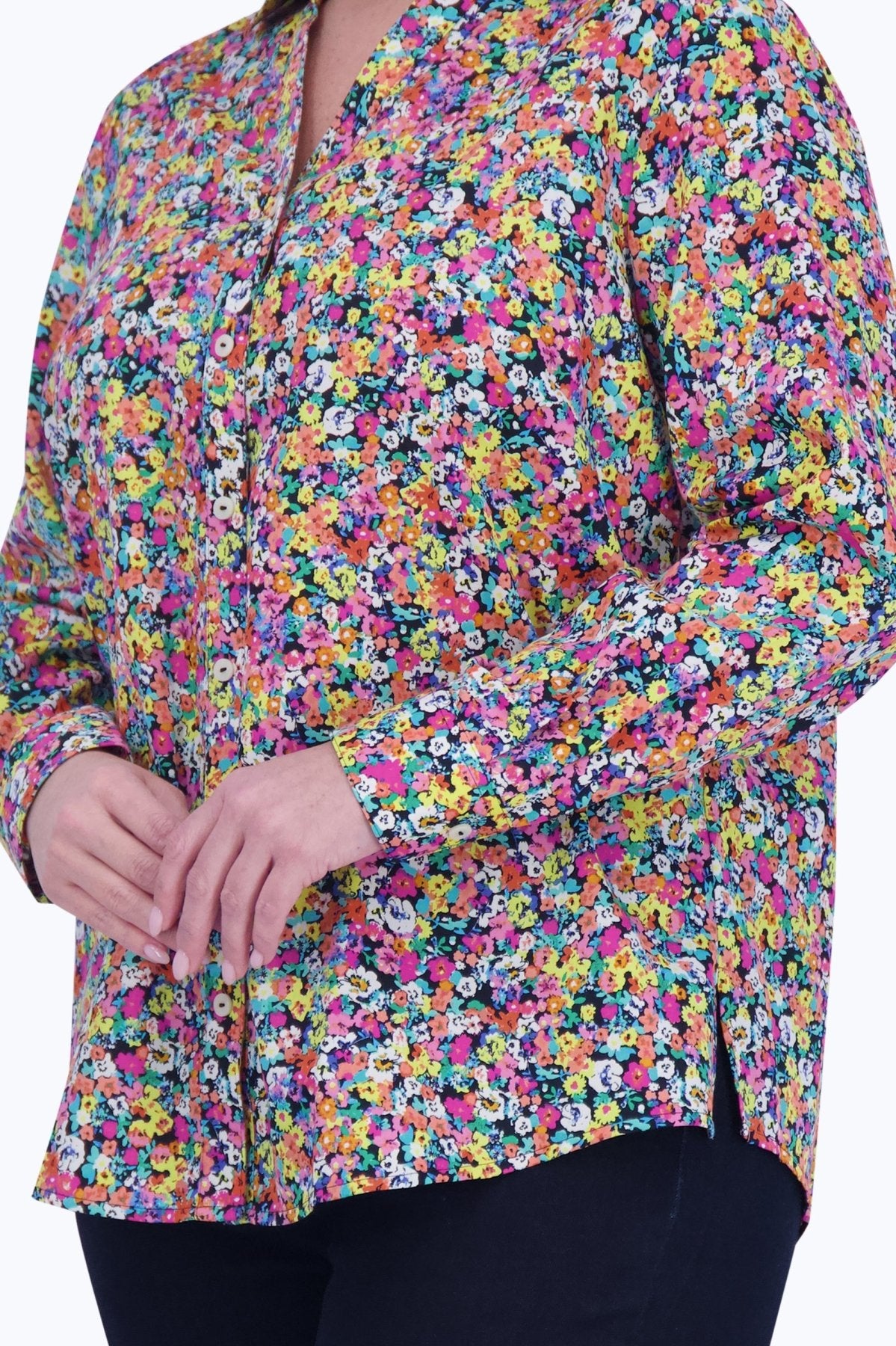 Mary Plus No Iron Ditsy Floral Shirt