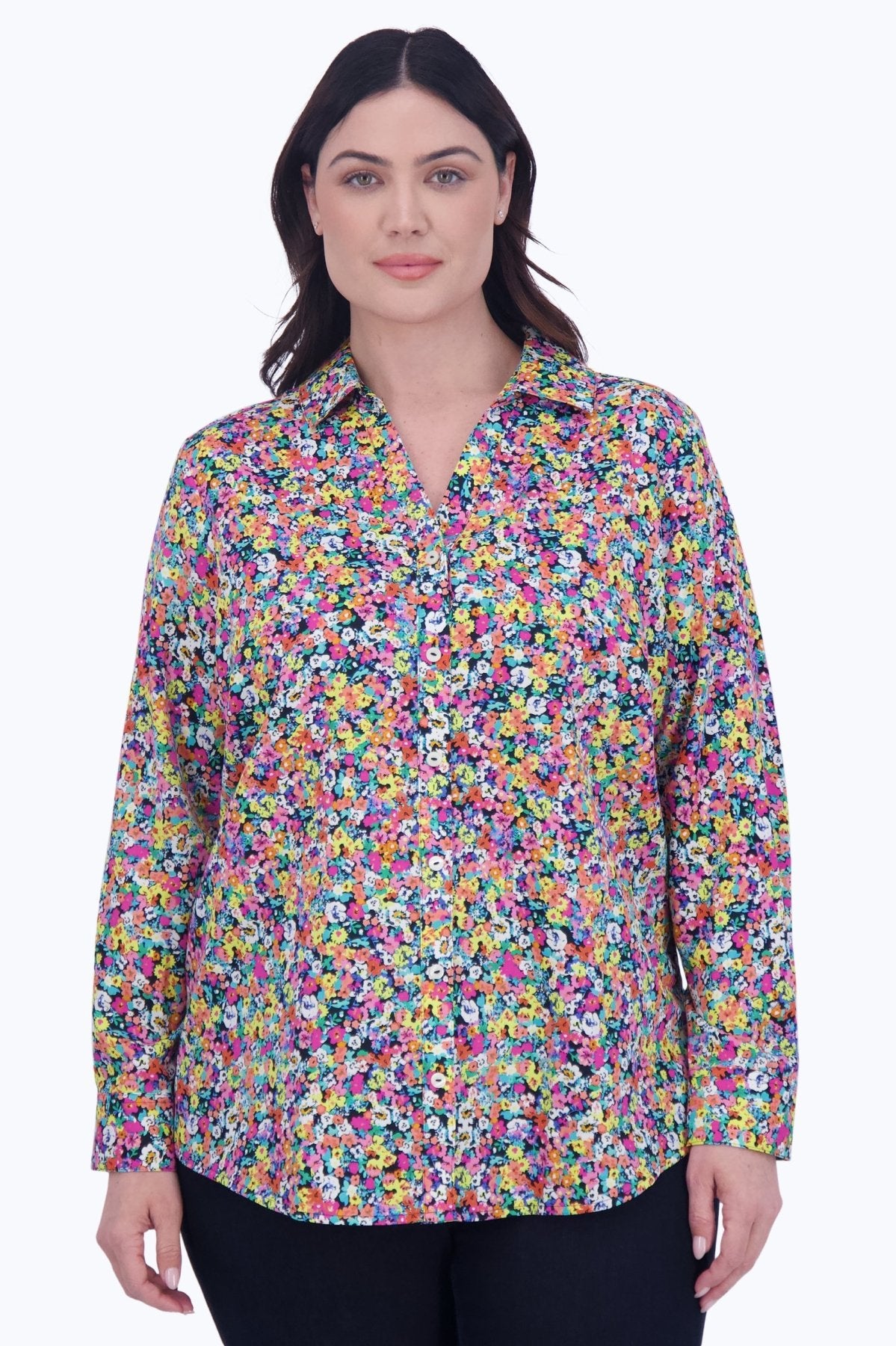 Mary Plus No Iron Ditsy Floral Shirt