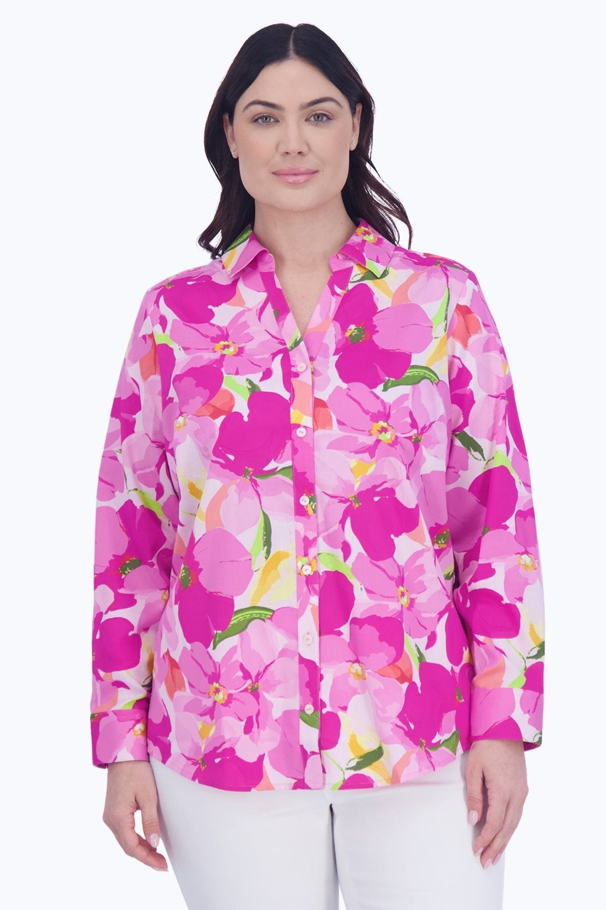 Mary Plus No Iron Large Floral Shirt