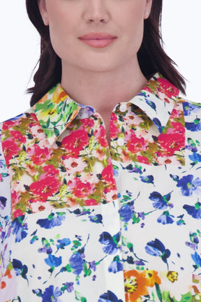 Olivia Plus No Iron Floral Patchwork Shirt