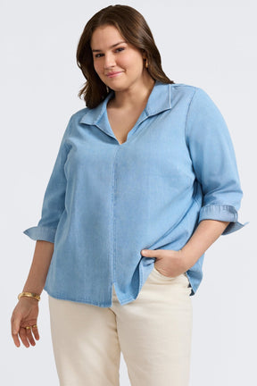 Agnes Plus Tencel® Denim 3/4 Sleeve Shirt