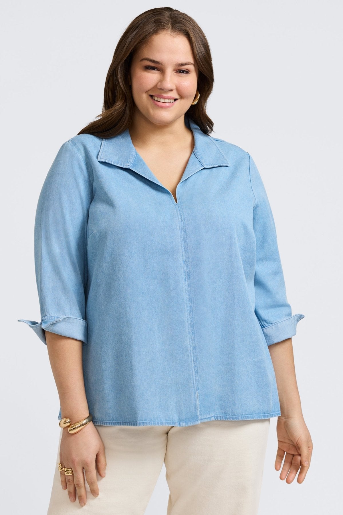 Agnes Plus Tencel® Denim 3/4 Sleeve Shirt