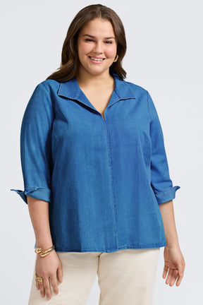 Agnes Plus Tencel® Denim 3/4 Sleeve Shirt