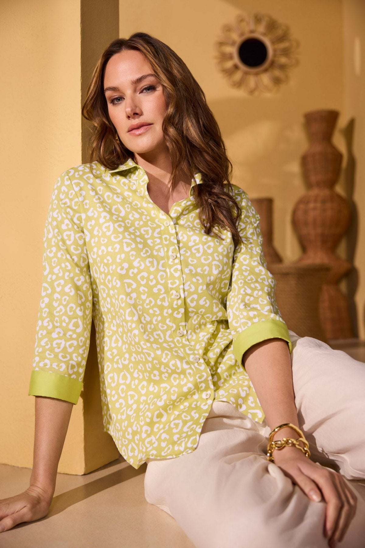 Margie Tonal Cheetah 3/4 Sleeve Shirt