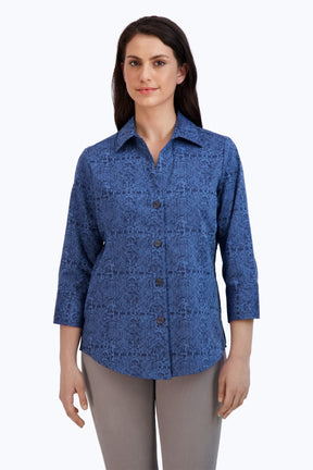 Paityn Croc Jacquard 3/4 Sleeve Shirt