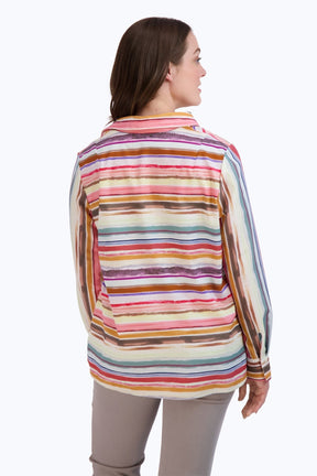 Sophia No Iron Watercolor Stripe Popover