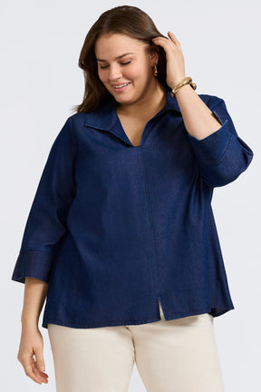 Agnes Plus Tencel® Denim 3/4 Sleeve Shirt